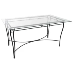 Jayso Pisa Table provençale en verre trempé et acier> Table De Salle à Manger