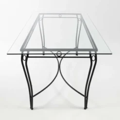 Jayso Pisa Table provençale en verre trempé et acier><noscript><img width=
