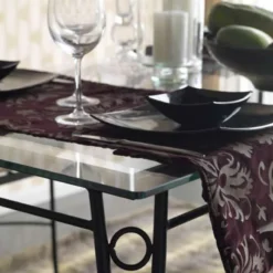 Jayso Pisa Table provençale en verre trempé et acier><noscript><img width=