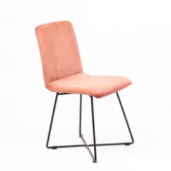 Sessio Plaza line Chaise design en tissu avec dos matelassé et pieds en métal croisés> Chaise De Salle à Manger|Chaise Salon