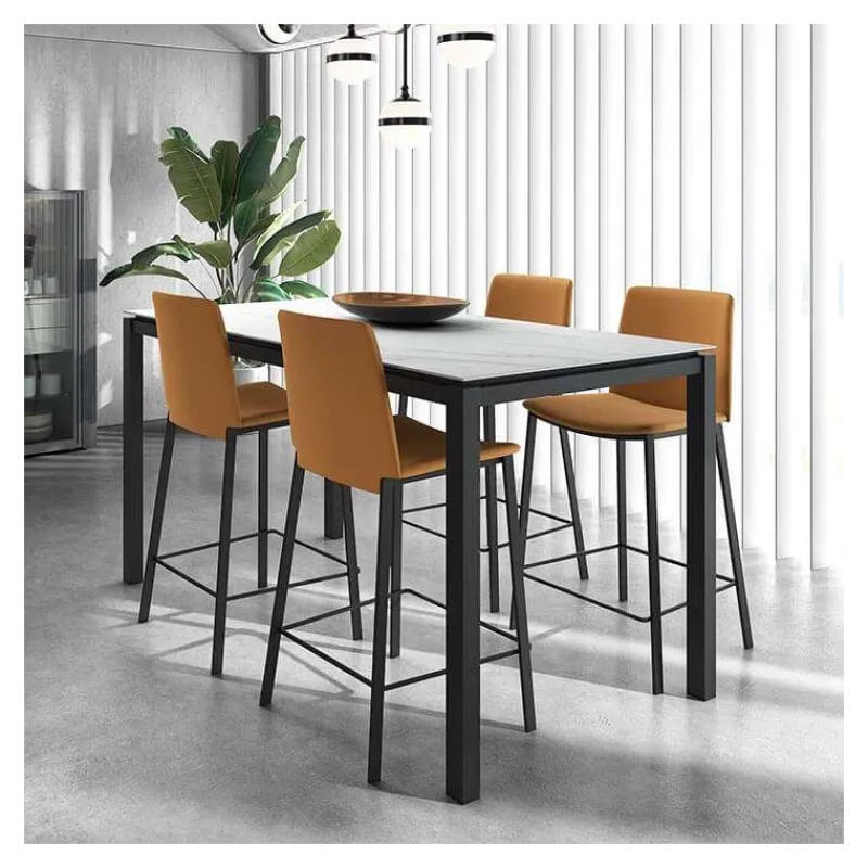 Perfecta Primera Tabouret snack belge rembourré en simili et pieds en métal> Tabouret Snack (assise +/- 65 Cm)|Tabouret De Bar (assise +/- 80 Cm)