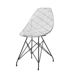 Prisma Chaise design coque transparente avec pieds eiffel en métal noir> Chaise De Salle à Manger|Chaise Salon