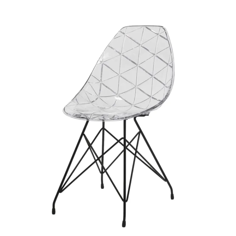 Prisma Chaise design coque transparente avec pieds eiffel en métal noir> Chaise De Salle à Manger|Chaise Salon