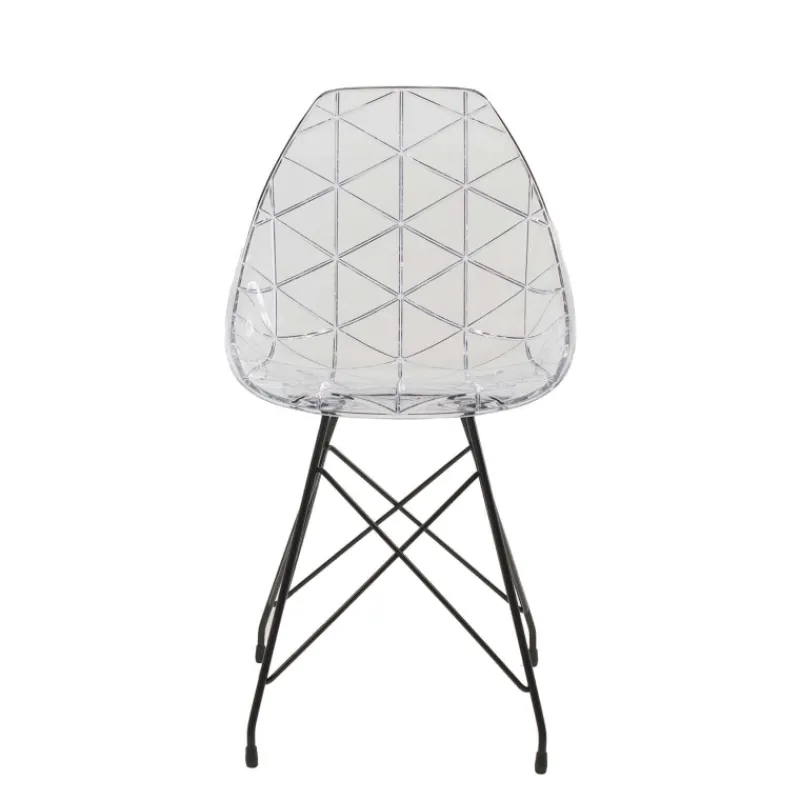 Prisma Chaise design coque transparente avec pieds eiffel en métal noir> Chaise De Salle à Manger|Chaise Salon