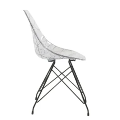 Prisma Chaise design coque transparente avec pieds eiffel en métal noir><noscript><img width=