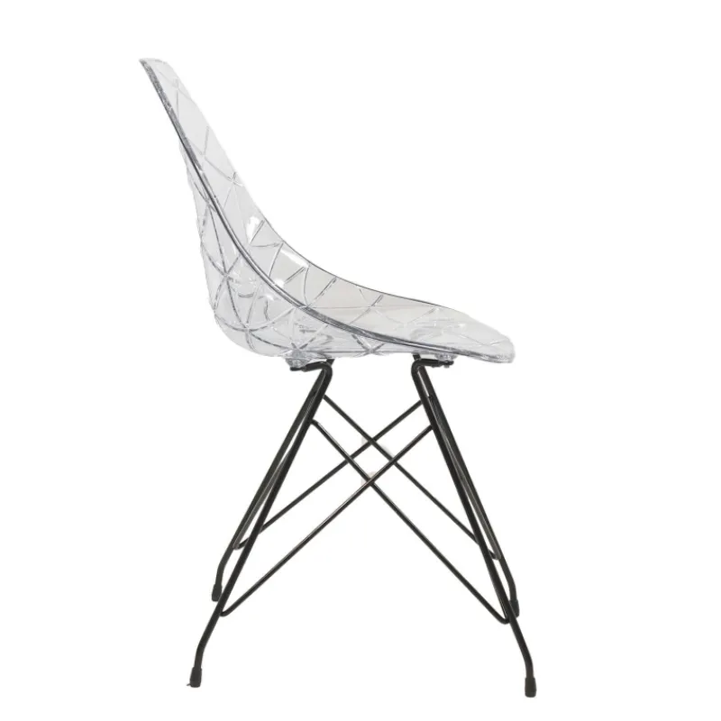 Prisma Chaise design coque transparente avec pieds eiffel en métal noir> Chaise De Salle à Manger|Chaise Salon