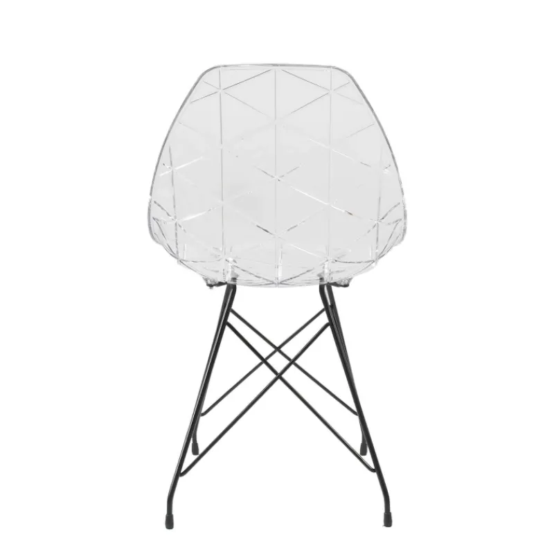 Prisma Chaise design coque transparente avec pieds eiffel en métal noir> Chaise De Salle à Manger|Chaise Salon