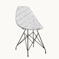 Prisma Chaise design coque transparente avec pieds eiffel en métal noir><noscript><img width=