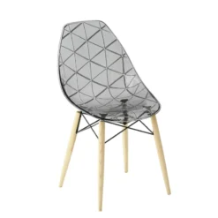 Prisma Chaise scandinave transparente avec pieds en bois> Chaise De Salle à Manger|Chaise Salon