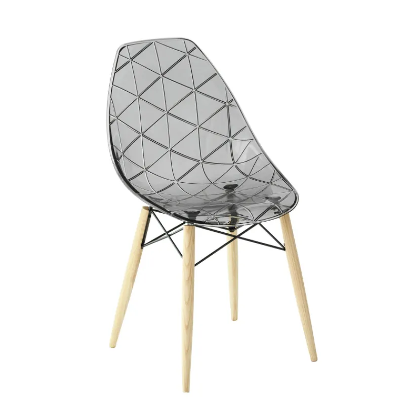 Prisma Chaise scandinave transparente avec pieds en bois> Chaise De Salle à Manger|Chaise Salon