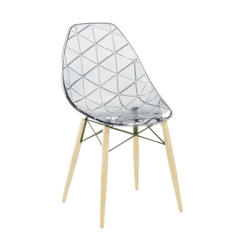 Prisma Chaise scandinave transparente avec pieds en bois> Chaise De Salle à Manger|Chaise Salon