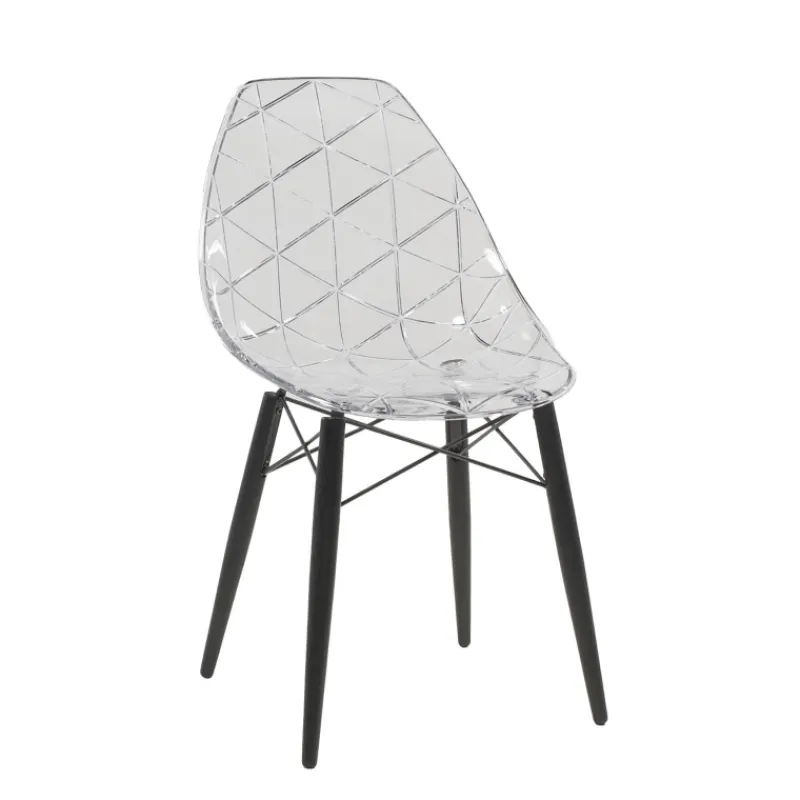 Prisma Chaise scandinave transparente avec pieds en bois> Chaise De Salle à Manger|Chaise Salon