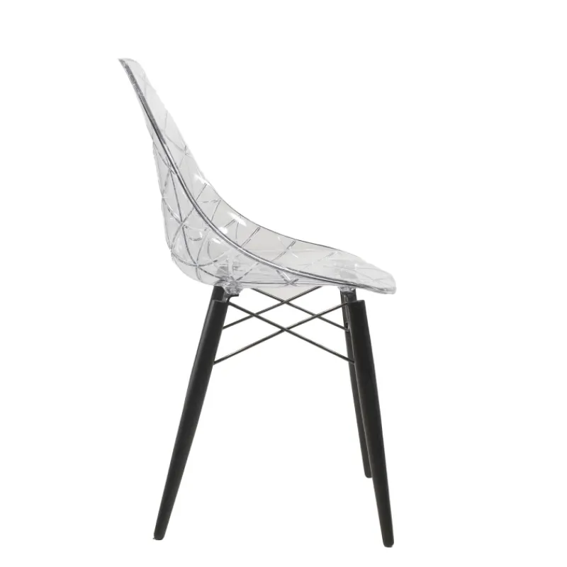 Prisma Chaise scandinave transparente avec pieds en bois> Chaise De Salle à Manger|Chaise Salon
