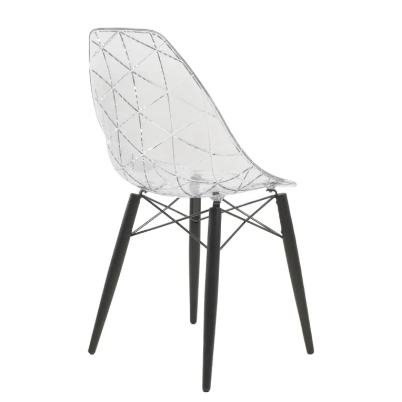 Prisma Chaise scandinave transparente avec pieds en bois> Chaise De Salle à Manger|Chaise Salon