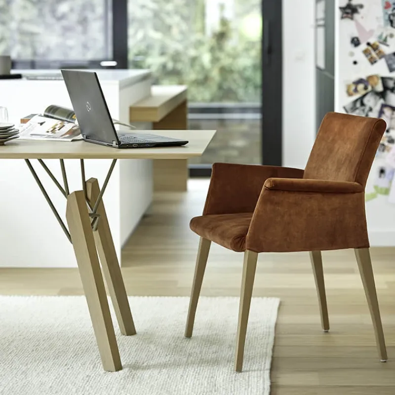 Mobitec Pure classic ® Fauteuil cocooning en tissu avec pieds en bois> Chaise De Salle à Manger|Chaise Salon