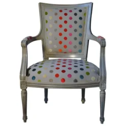 Paget Quentin Fauteuil cabriolet Louis 16 fabrication française en tissu et bois massif><noscript><img width=