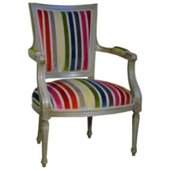 Paget Quentin Fauteuil cabriolet Louis 16 fabrication française en tissu et bois massif><noscript><img width=