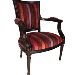 Paget Quentin Fauteuil cabriolet Louis 16 fabrication française en tissu et bois massif><noscript><img width=