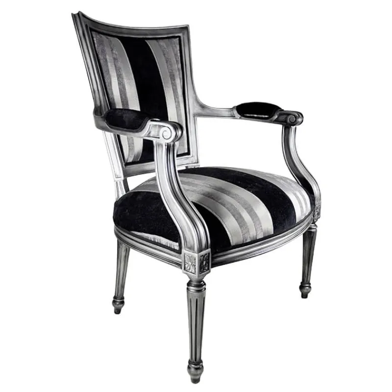 Paget Quentin Fauteuil cabriolet Louis 16 fabrication française en tissu et bois massif> Fauteuil De Salon