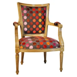 Paget Quentin Fauteuil cabriolet Louis 16 fabrication française en tissu et bois massif><noscript><img width=