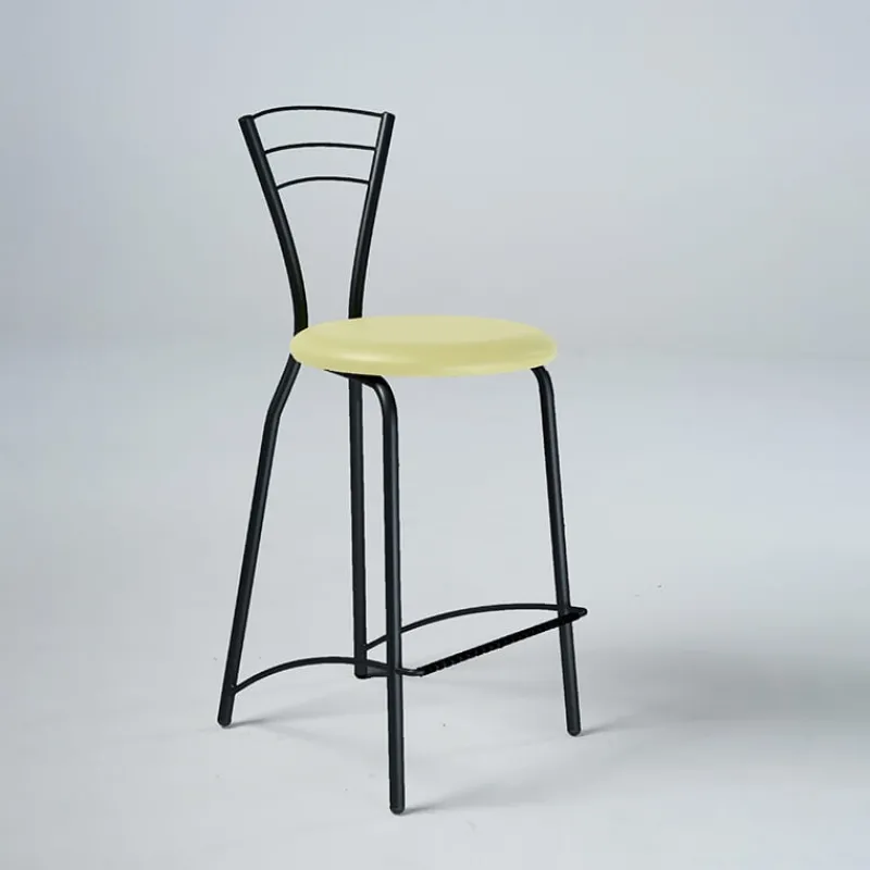Carrier Rebecca Tabouret haut avec dossier et pieds en métal fabriqué en France> Tabouret Snack (assise +/- 65 Cm)|Tabouret De Bar (assise +/- 80 Cm)
