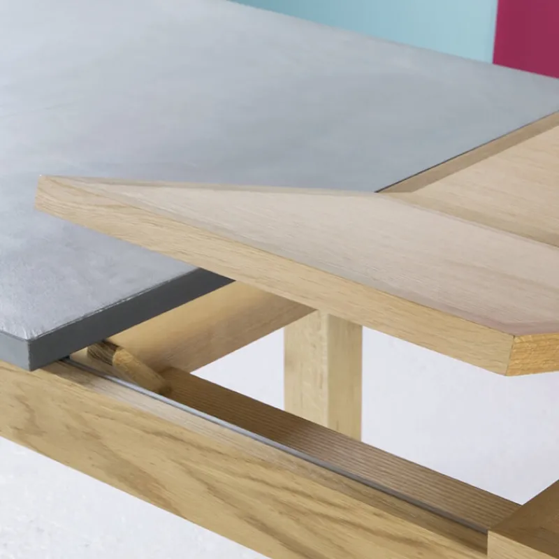 Neoh Repas Table française extensible en béton ciré et bois massif> Table De Salle à Manger