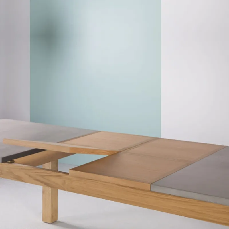 Neoh Repas Table française extensible en béton ciré et bois massif> Table De Salle à Manger