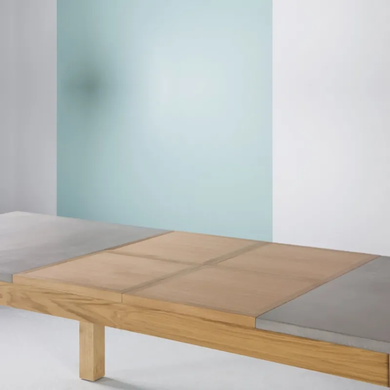 Neoh Repas Table française extensible en béton ciré et bois massif> Table De Salle à Manger