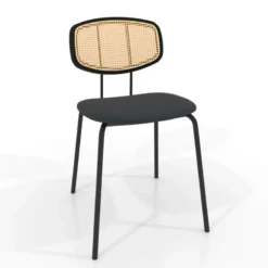 Perfecta Ritmo Chaise rétro avec dossier en cannage rotin et assise en simili> Chaise De Cuisine|Chaise De Salle à Manger
