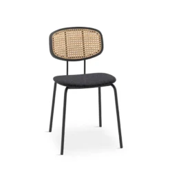 Perfecta Ritmo Chaise vintage dossier en cannage rotin et assise tissu> Chaise De Salle à Manger|Chaise Salon