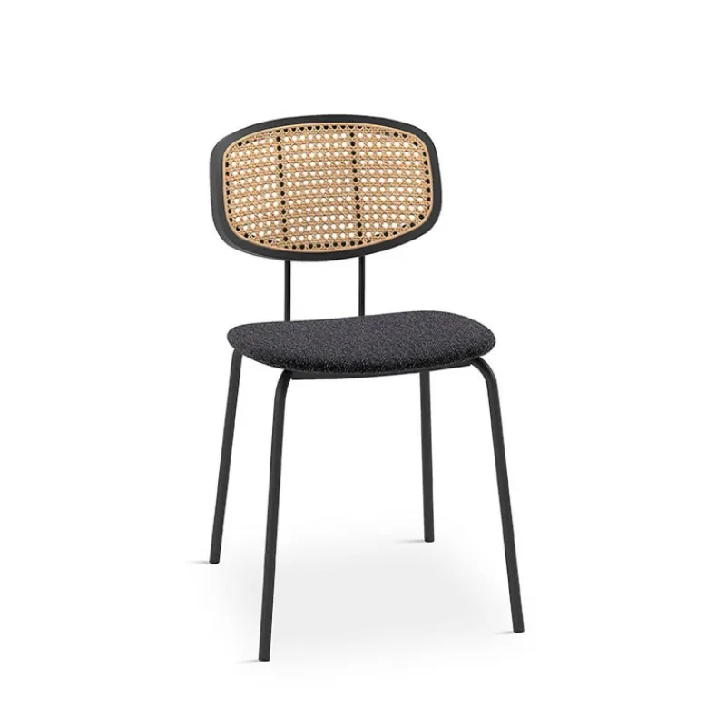Perfecta Ritmo Chaise vintage dossier en cannage rotin et assise tissu> Chaise De Salle à Manger|Chaise Salon