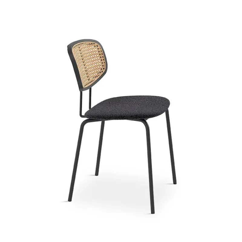 Perfecta Ritmo Chaise vintage dossier en cannage rotin et assise tissu> Chaise De Salle à Manger|Chaise Salon