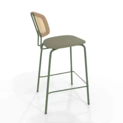 Perfecta Ritmo Tabouret snack rétro avec dossier cannage rotin et assise en simili> Tabouret Snack (assise +/- 65 Cm)|Tabouret De Bar (assise +/- 80 Cm)