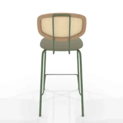 Perfecta Ritmo Tabouret snack rétro avec dossier cannage rotin et assise en simili><noscript><img width=