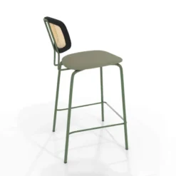 Perfecta Ritmo Tabouret snack rétro avec dossier cannage rotin et assise en simili><noscript><img width=