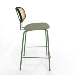 Perfecta Ritmo Tabouret snack rétro avec dossier cannage rotin et assise en simili><noscript><img width=
