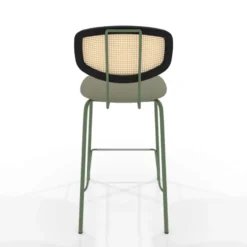 Perfecta Ritmo Tabouret snack rétro avec dossier cannage rotin et assise en simili><noscript><img width=