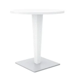 Riva Table de jardin ronde en résine tressée et plateau werzalit> Table De Jardin