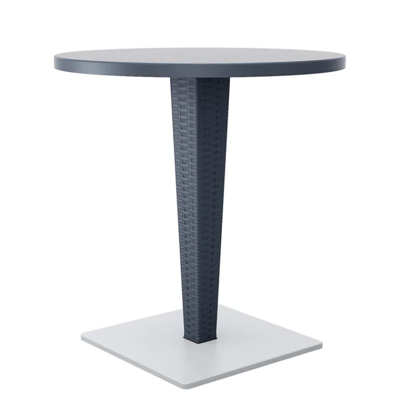 Riva Table de jardin ronde en résine tressée et plateau werzalit> Table De Jardin