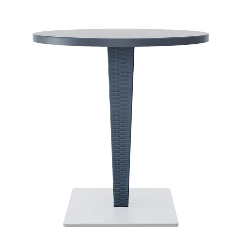 Riva Table de jardin ronde en résine tressée et plateau werzalit> Table De Jardin
