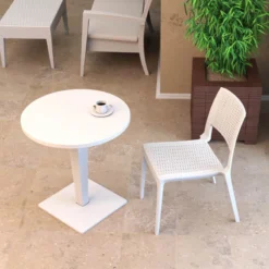 Riva Table de jardin ronde en résine tressée et plateau werzalit><noscript><img width=