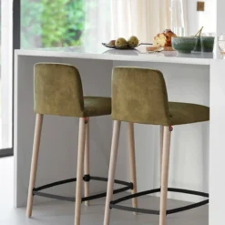 Mobitec Rob C05 ® Tabouret snack en tissu et bois massif> Tabouret Snack (assise +/- 65 Cm)|Tabouret De Bar (assise +/- 80 Cm)