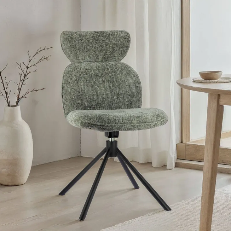RosaChaise pivotante en tissu avec pieds en métal> Chaise De Salle à Manger|Chaise Salon