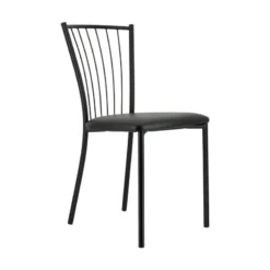 Perfecta Roxane Chaise de cuisine noire en métal avec assise en simili rembourrée> Chaise De Cuisine