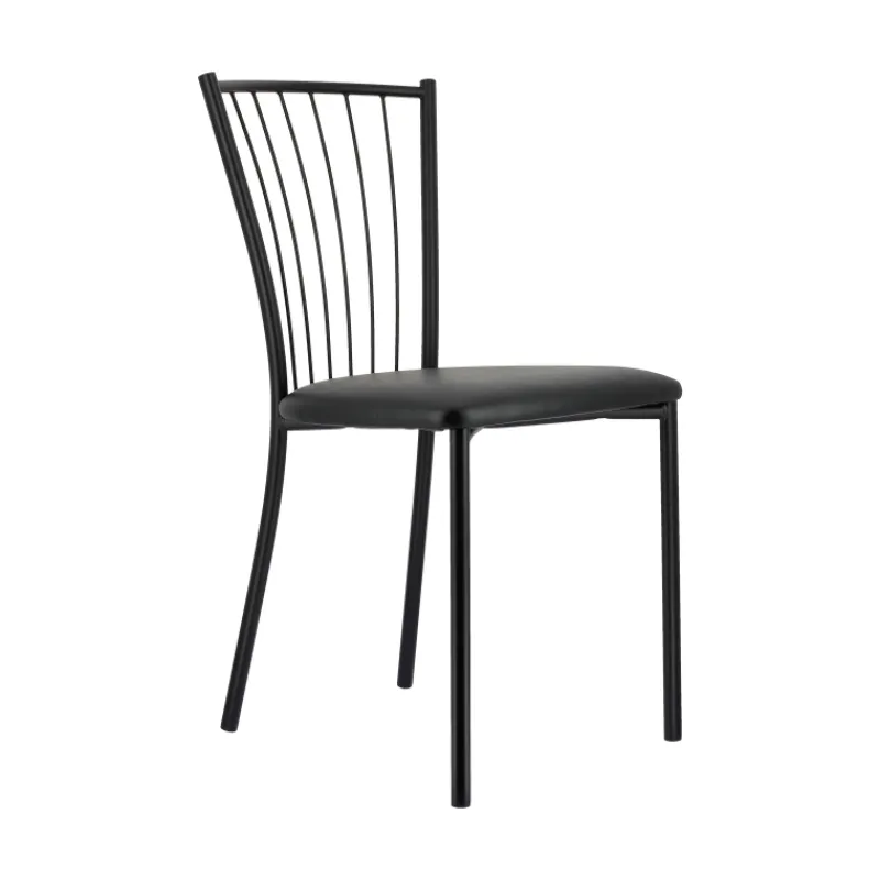 Perfecta Roxane Chaise de cuisine noire en métal avec assise en simili rembourrée> Chaise De Cuisine