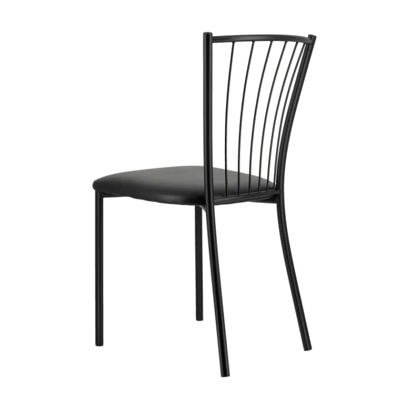 Perfecta Roxane Chaise de cuisine noire en métal avec assise en simili rembourrée> Chaise De Cuisine