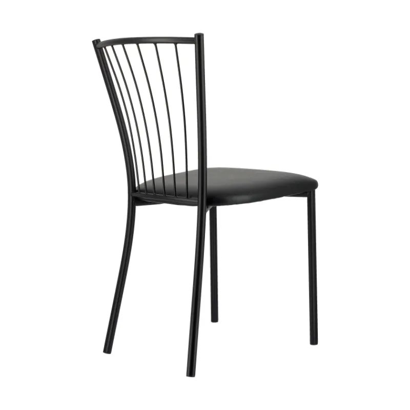 Perfecta Roxane Chaise de cuisine noire en métal avec assise en simili rembourrée> Chaise De Cuisine