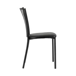 Perfecta Roxane Chaise de cuisine noire en métal avec assise en simili rembourrée><noscript><img width=