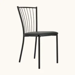 Perfecta Roxane Chaise de cuisine noire en métal avec assise en simili rembourrée><noscript><img width=