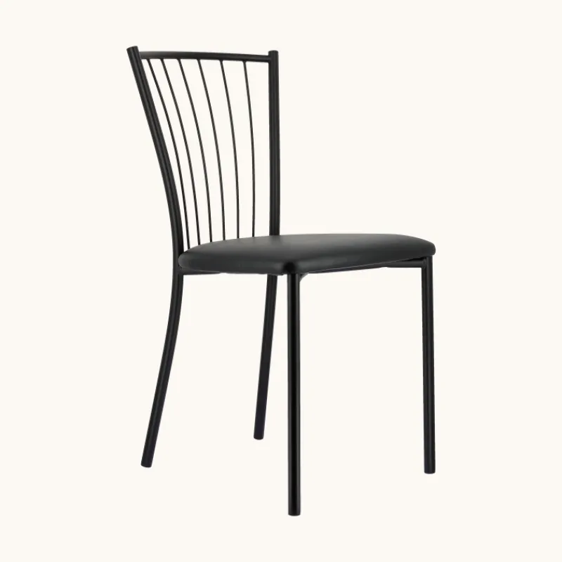 Perfecta Roxane Chaise de cuisine noire en métal avec assise en simili rembourrée> Chaise De Cuisine